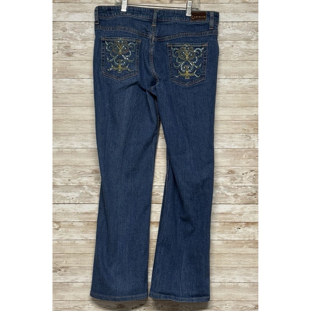 Vintage 90s Lawman Womens Boot Cut Jeans Size 9/10 Western Y2K Rhinestones